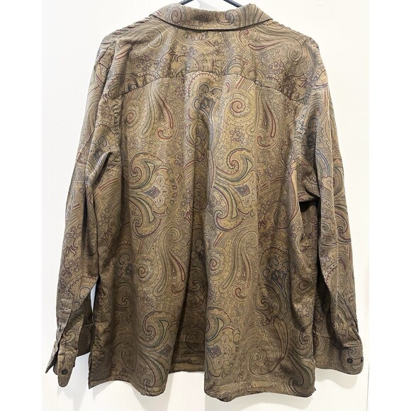 Lauren Ralph Lauren Womens 3X Paisley Button Front Shirt Blouse 100% - Picture 2 of 7